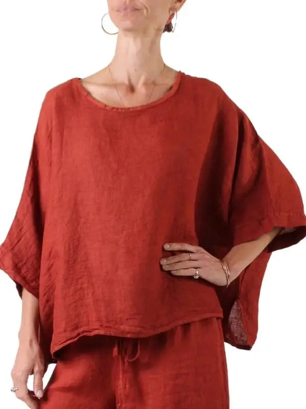 Gigi Moda Linen Kaftan Blouse