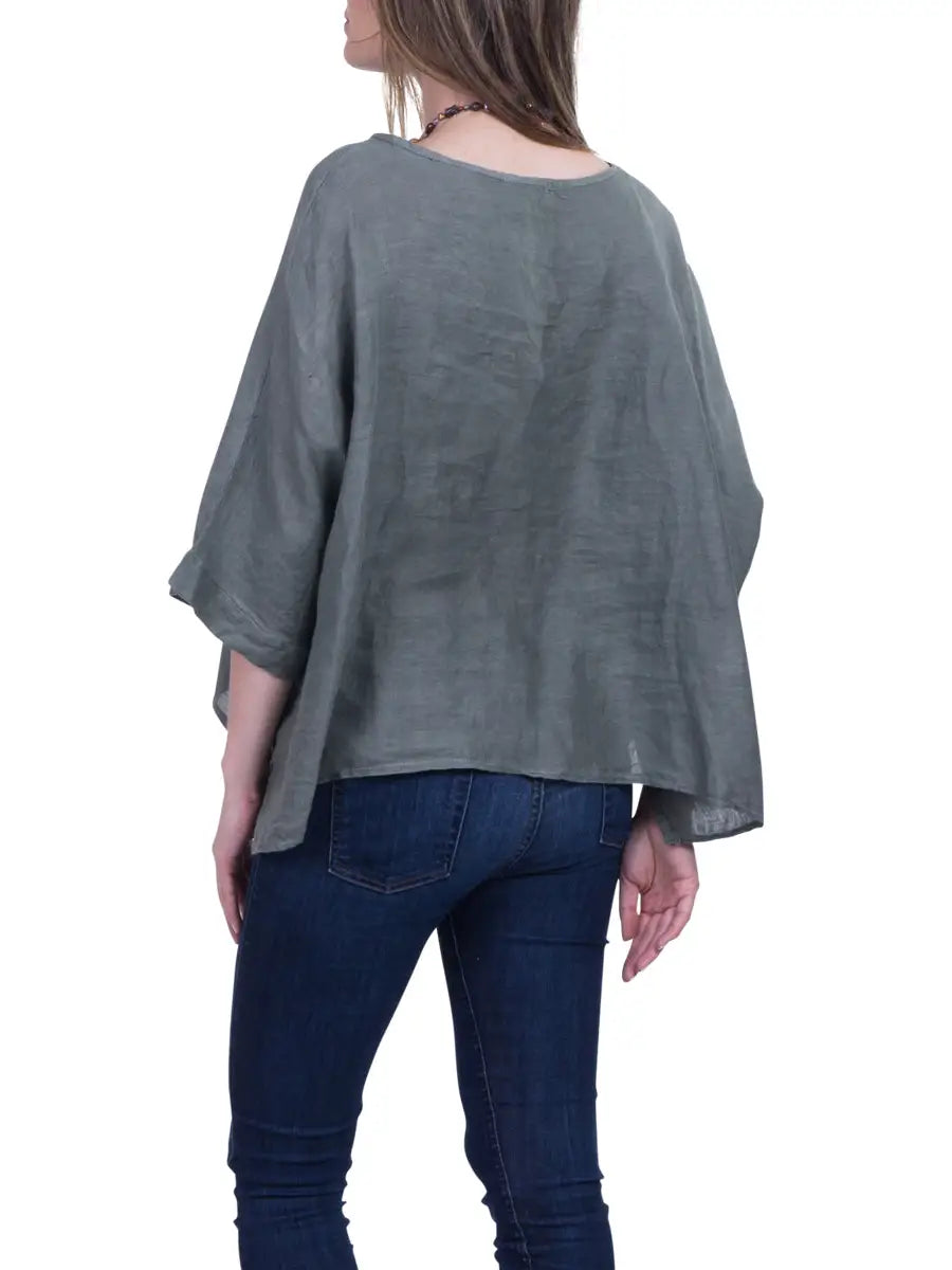 Gigi Moda Linen Kaftan Blouse