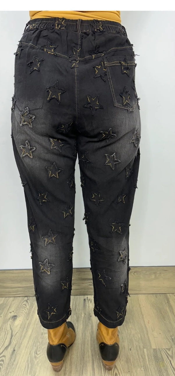 Paperlace Black Demin jeans with Stars