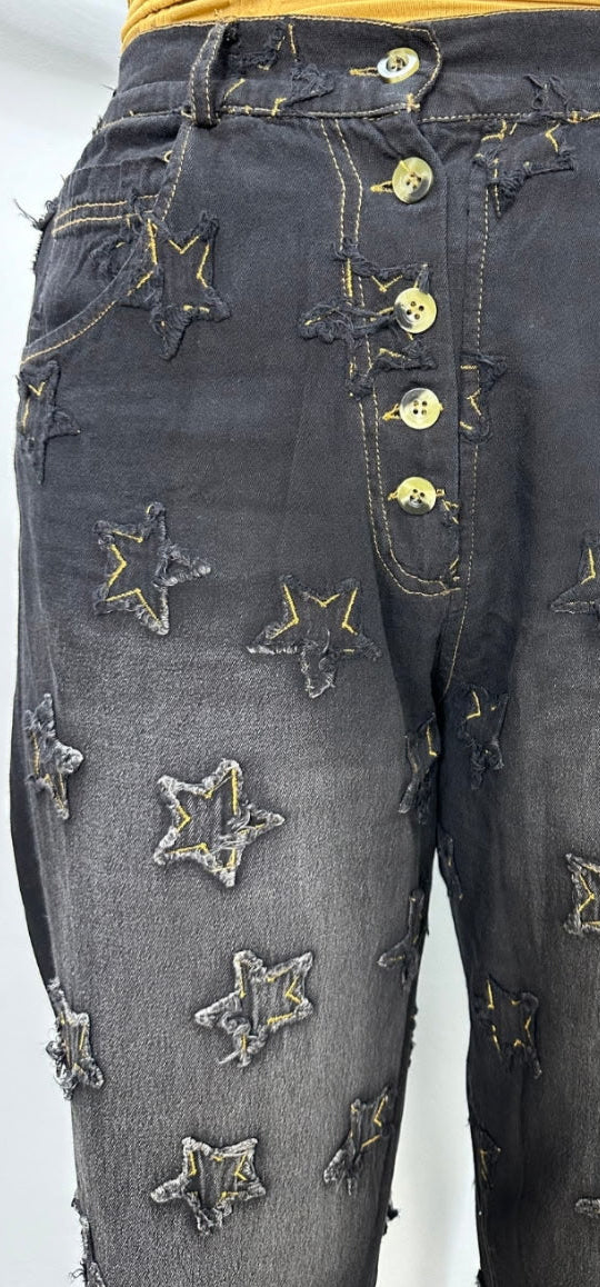 Paperlace Black Demin jeans with Stars