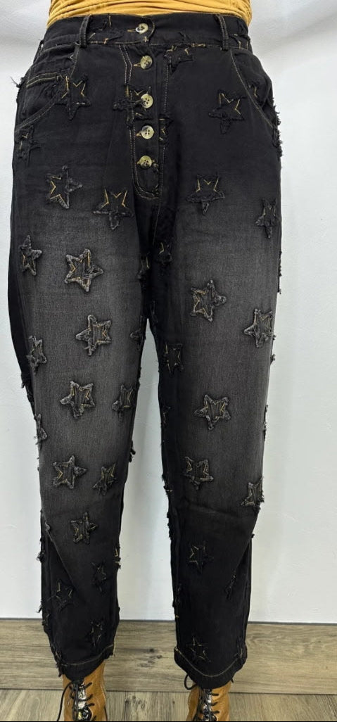 Paperlace Black Demin jeans with Stars