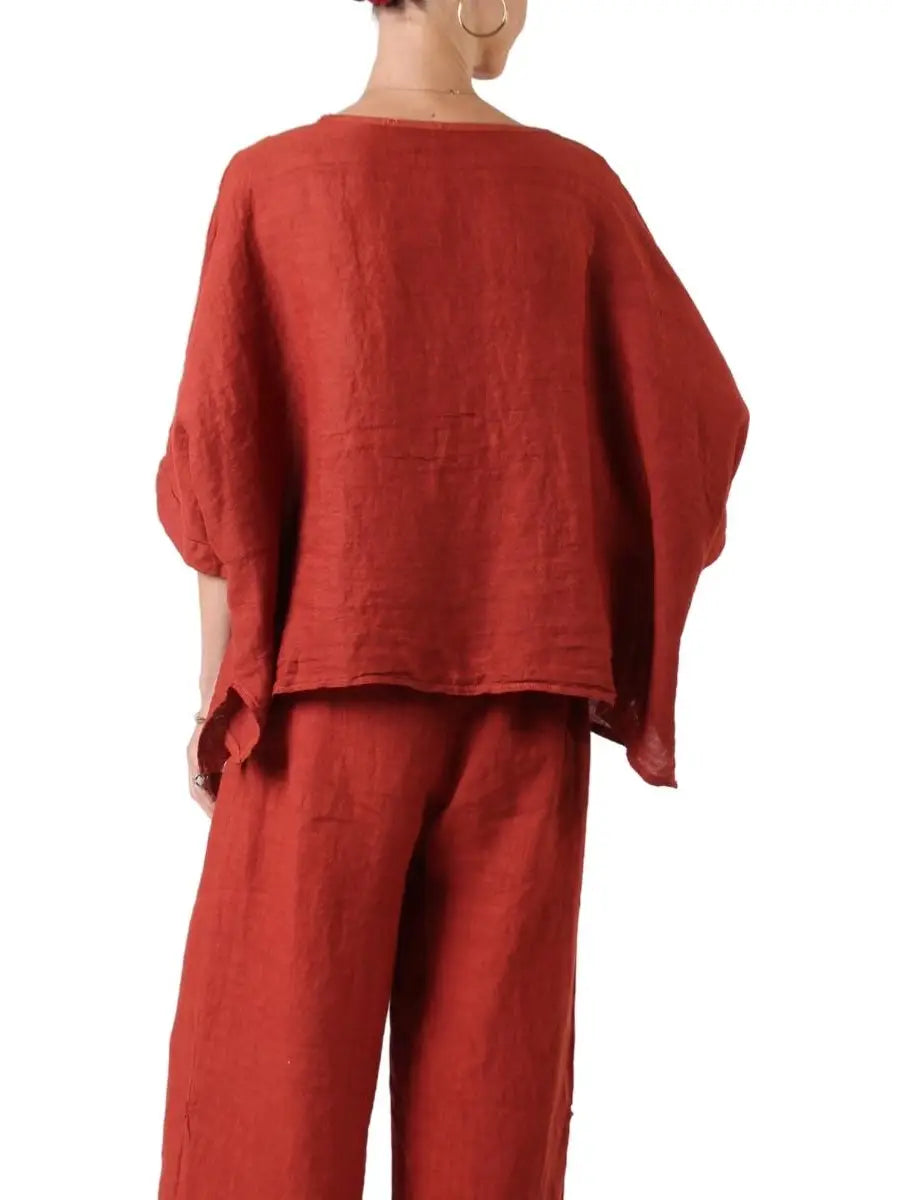 Gigi Moda Linen Kaftan Blouse