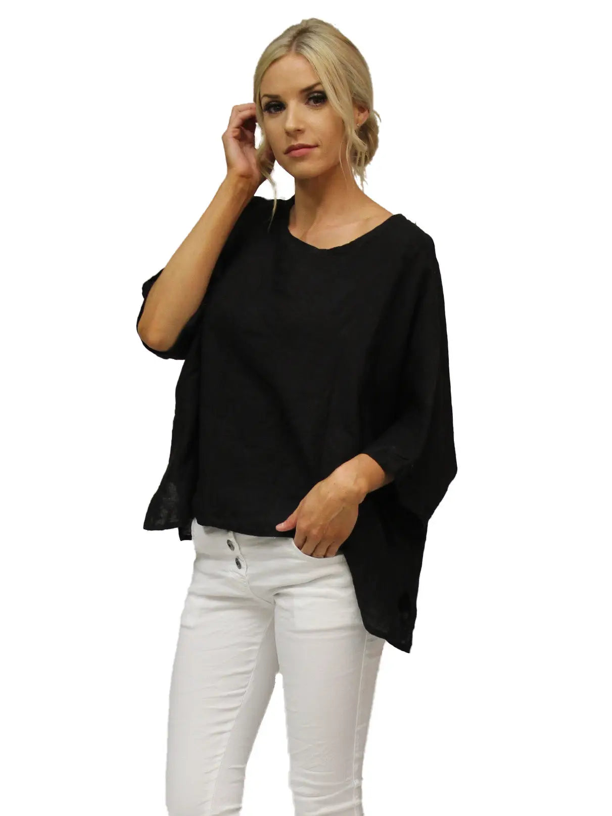 Gigi Moda Linen Kaftan Blouse